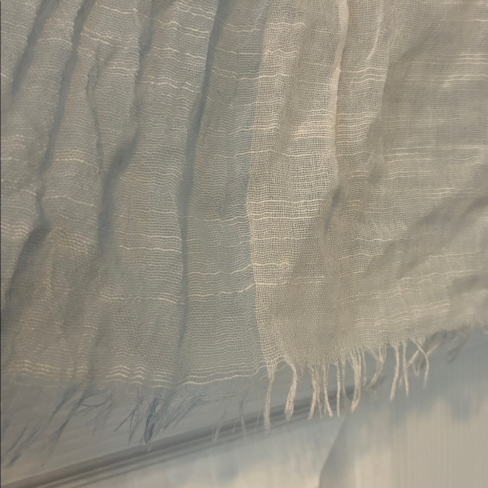 Melifluos Light Blue & Cream Head Wrap Scarf Fringe Sheer - Picture 3 of 5